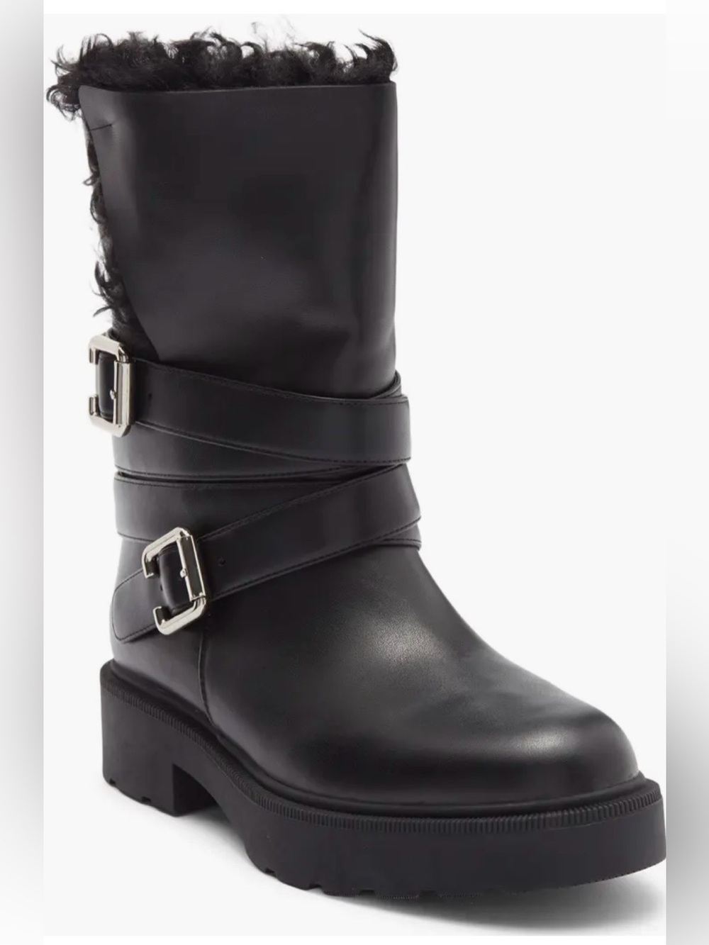 Jeffrey Campbell Leather Bundled Biker Boot (Women) Size 7.5